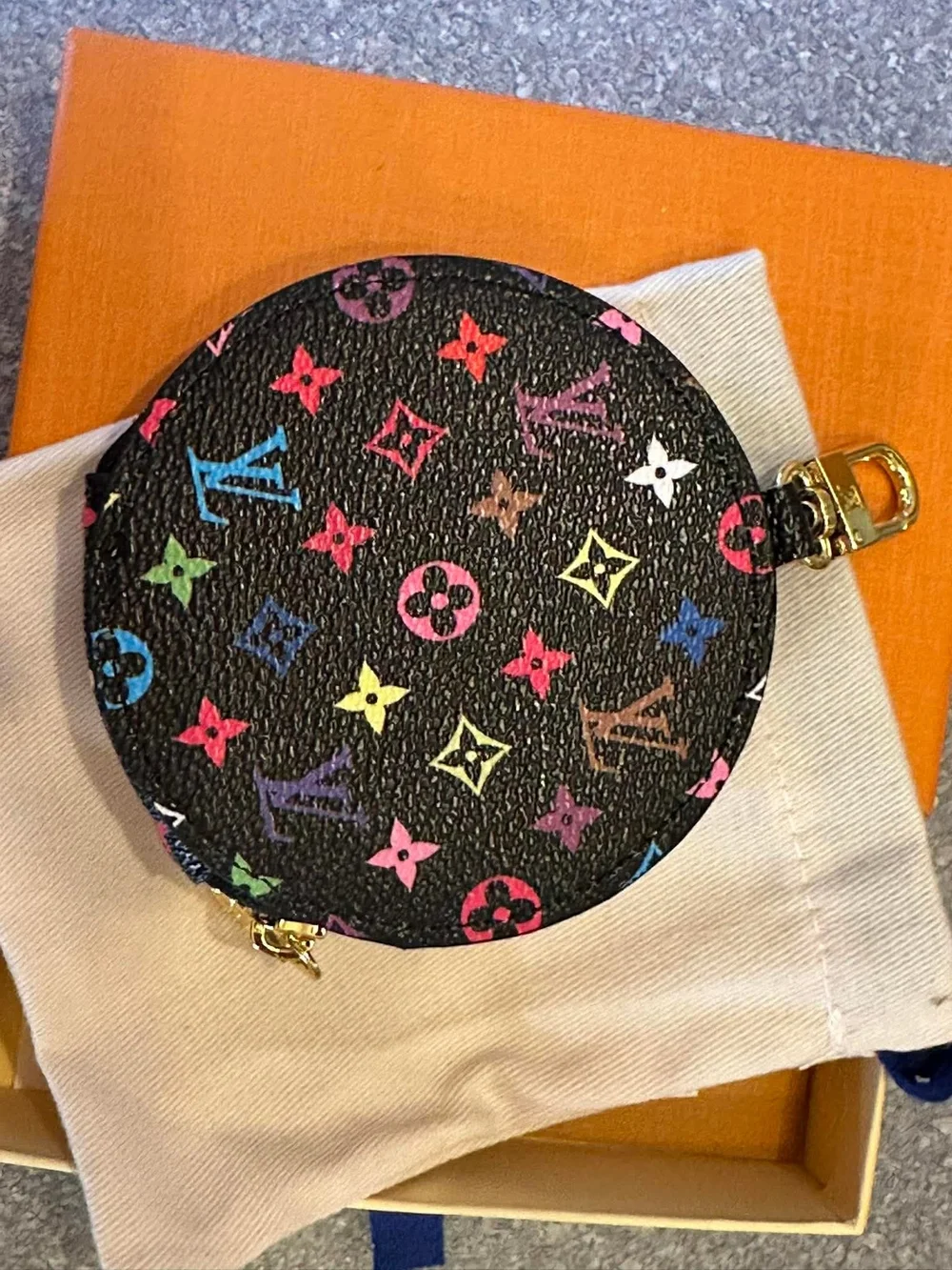 Multicolor Monogram Round Coin Pouch - Picture 2 of 3